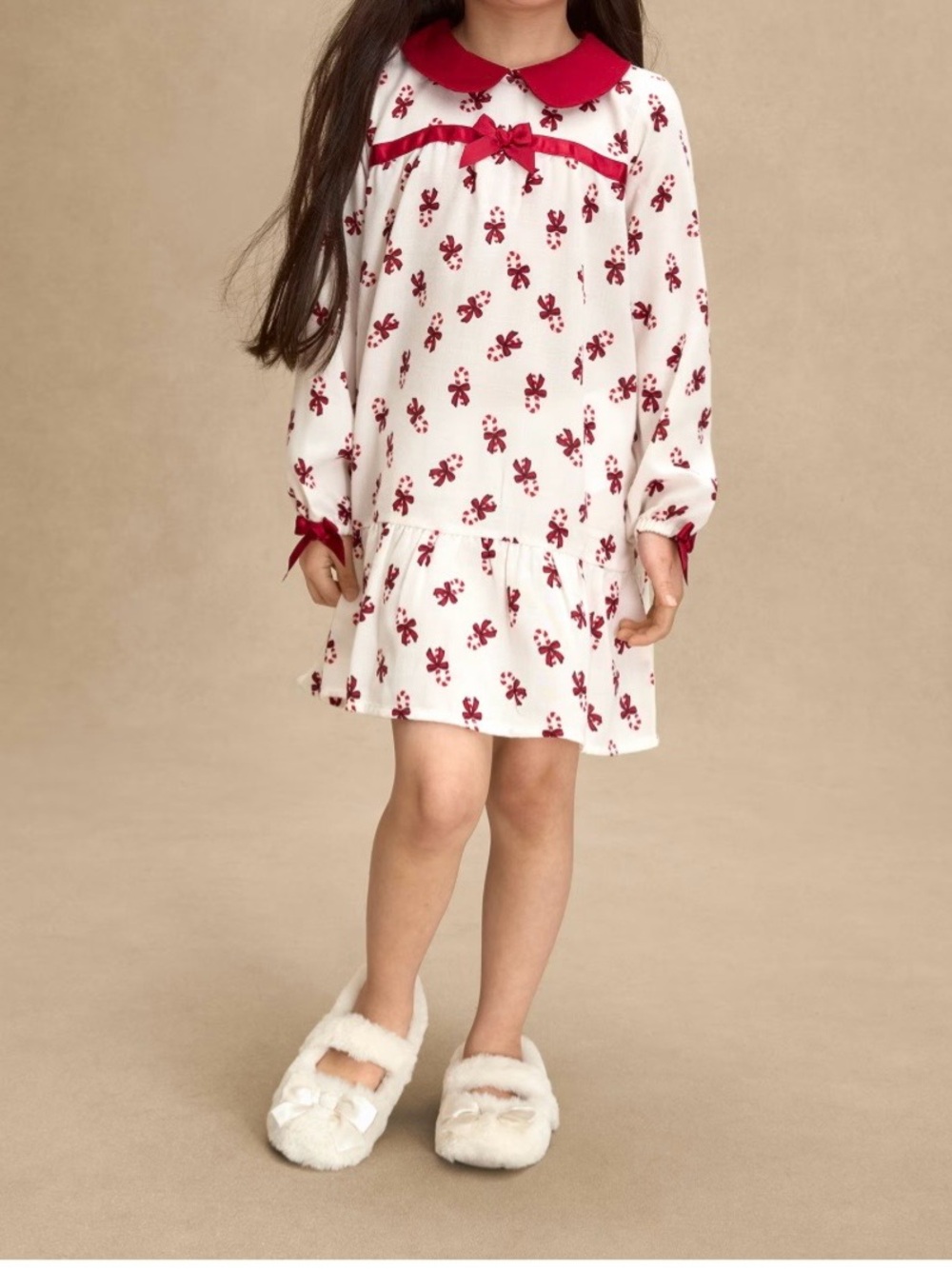 Candy cane flannel ruffle nightgown